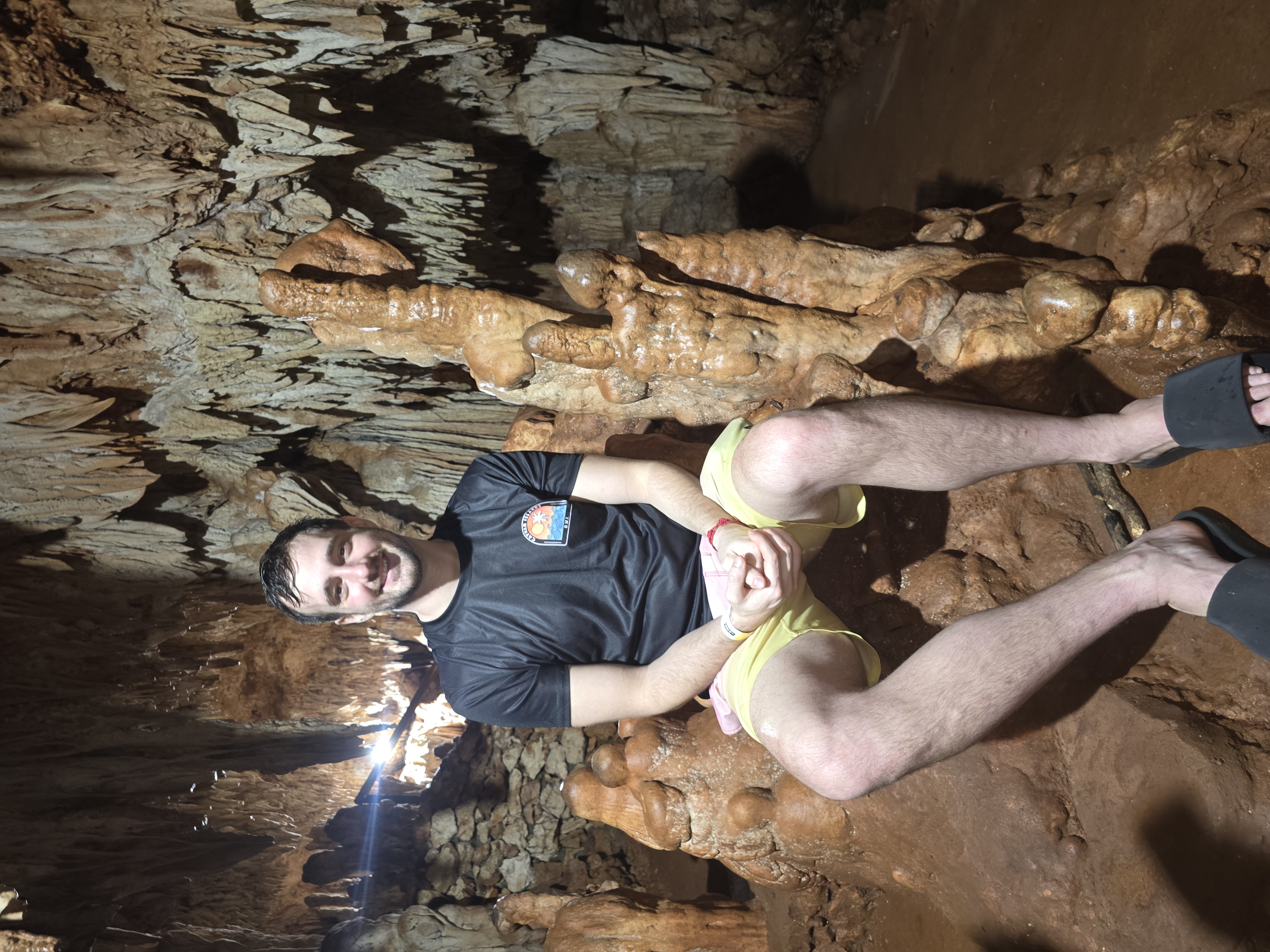 Mickey exploring a cave